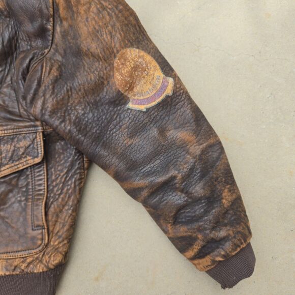 Vintage Leather Flight Bomber Jacket Lafayette Escadrille Squadron Sz 38 XL - Picture 4 of 16